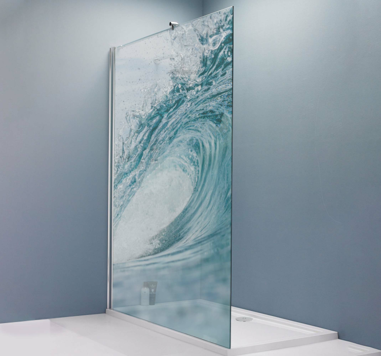 Vinilo mampara ducha Imagen dentro de una ola en el mar - TenVinilo