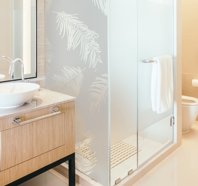 Vinilo mampara ducha plantas de la selva tropical - TenVinilo