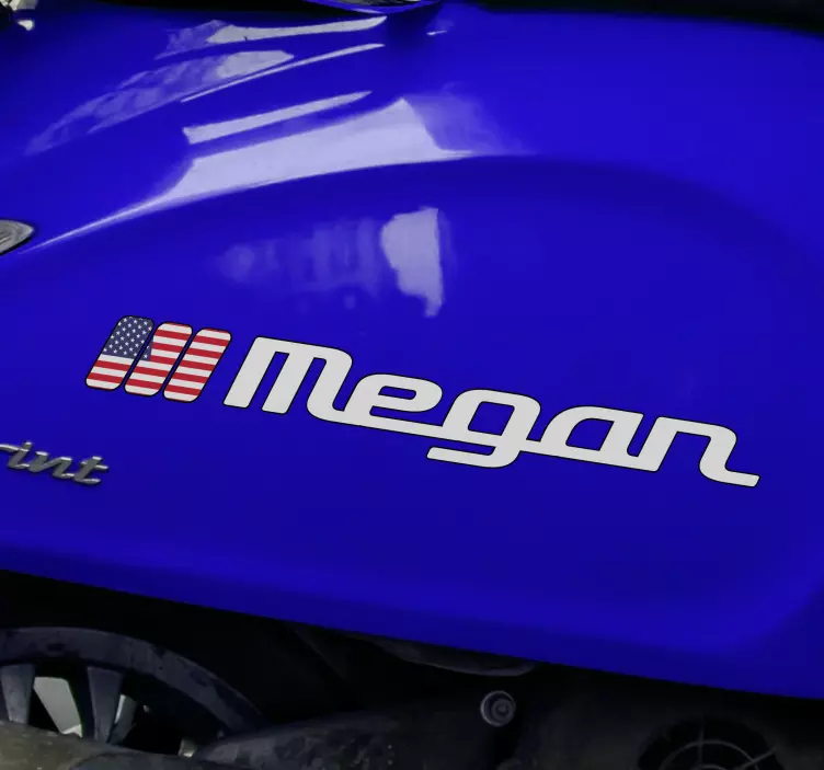 Pegatina para moto Bandera de estados unidos en rectángulo y nomb - TenVinilo