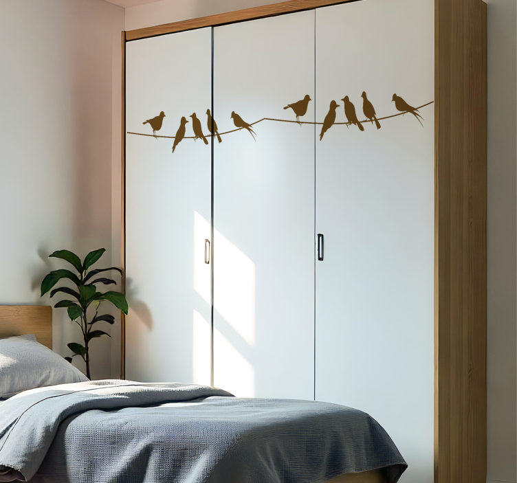 Vinilo para mueble pájaros en el alambre - TenVinilo