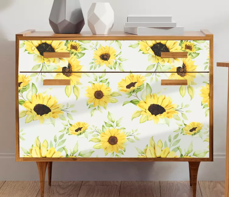 Vinilo para mueble superposición de patrón de girasol - TenVinilo