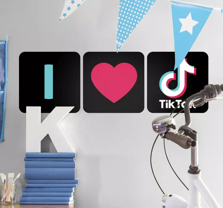 Vinilo para negocio I Love TikTok - TenVinilo