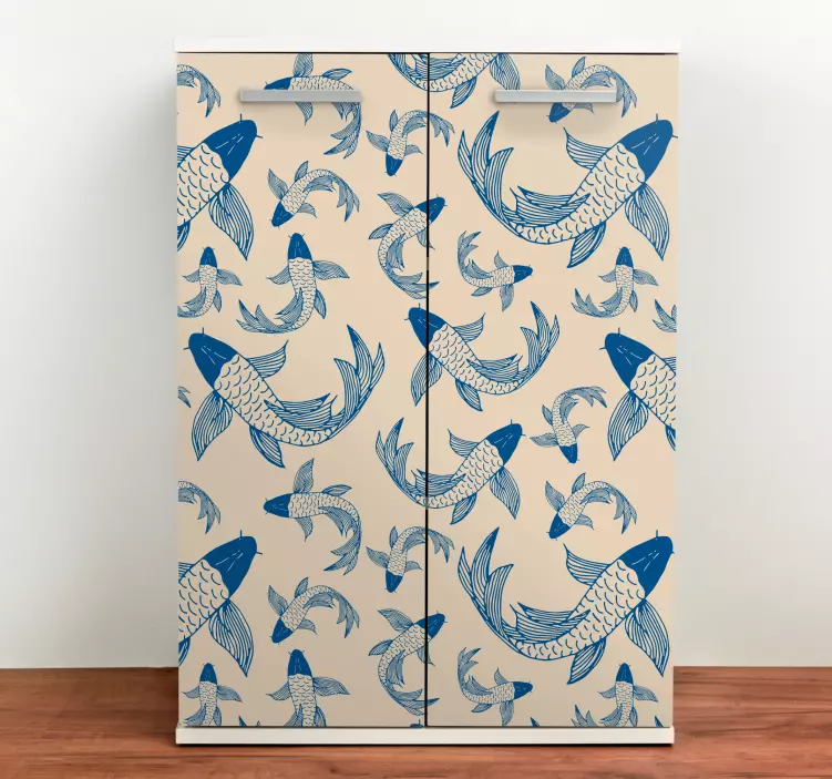 Vinilo para mueble cubierta con estampado de pez azul - TenVinilo