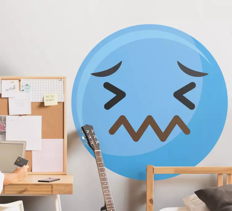 Vinilo pared Diseño emoji asustado - TenVinilo
