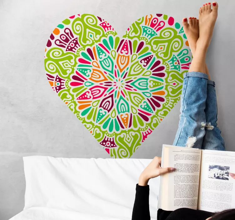Vinilo pared Mandala de corazón - TenVinilo