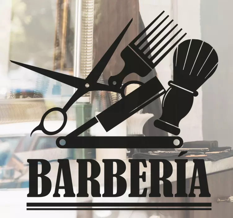 Vinilo peluquería con productos típicos - TenVinilo