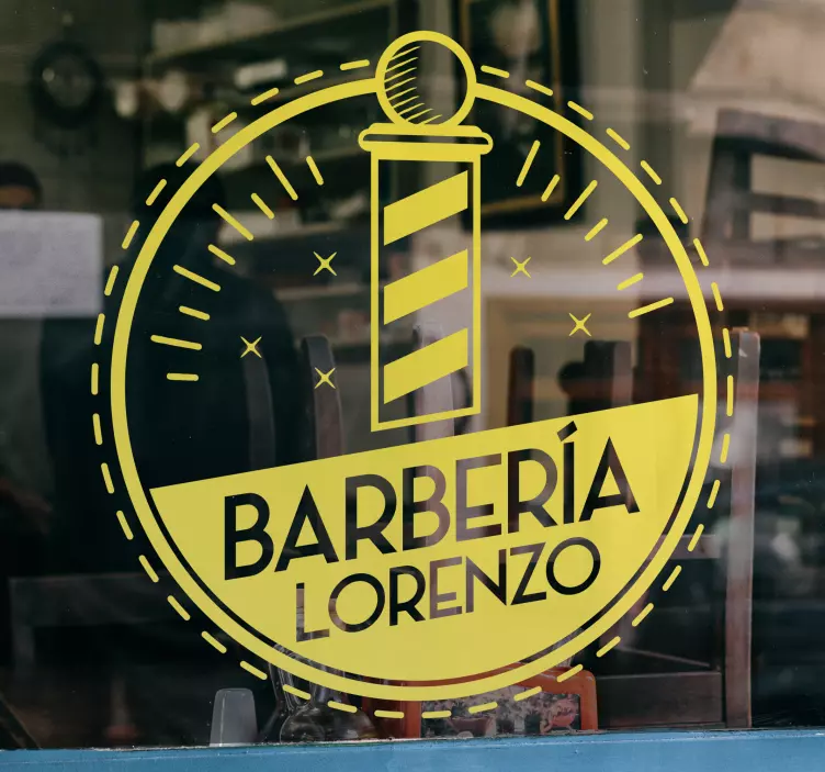 Vinilo peluquería de escudo y nombre  - TenVinilo