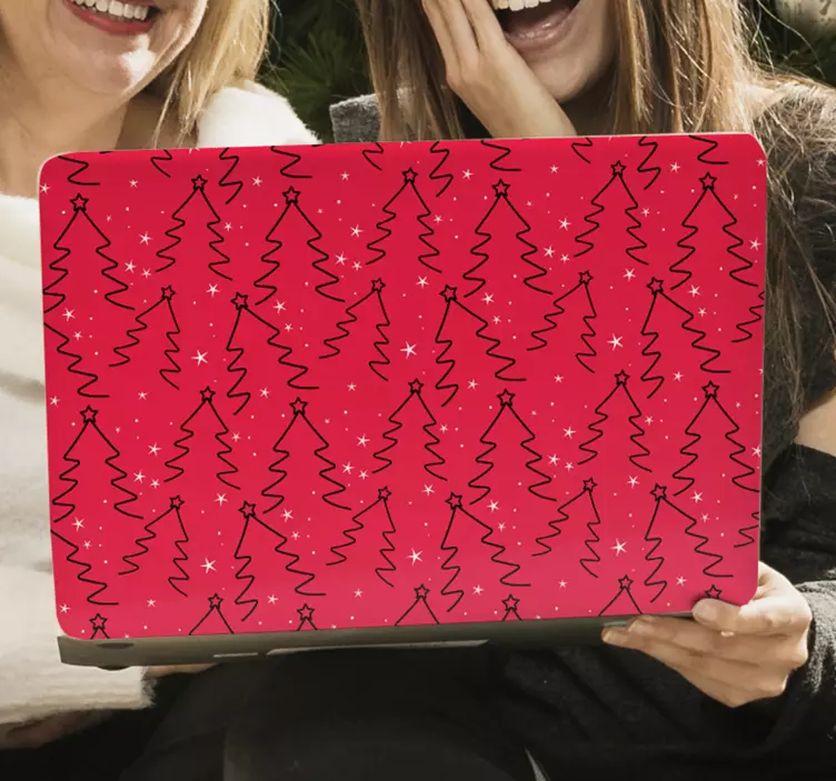 Vinilo para portátil patrón de árbol festivo - TenVinilo