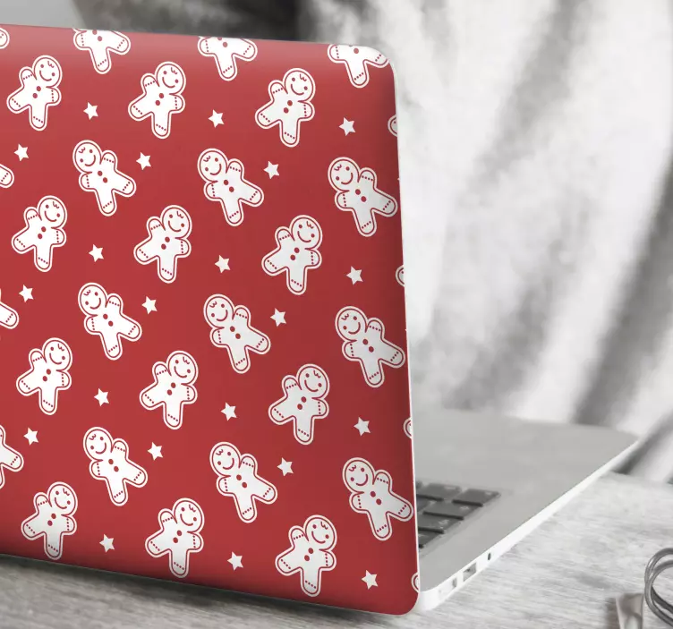Vinilo para portátil patrón de personaje de pan de jengibre - TenVinilo