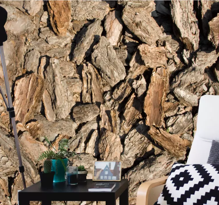 Vinilo para salón fondo de corteza texturizada - TenVinilo