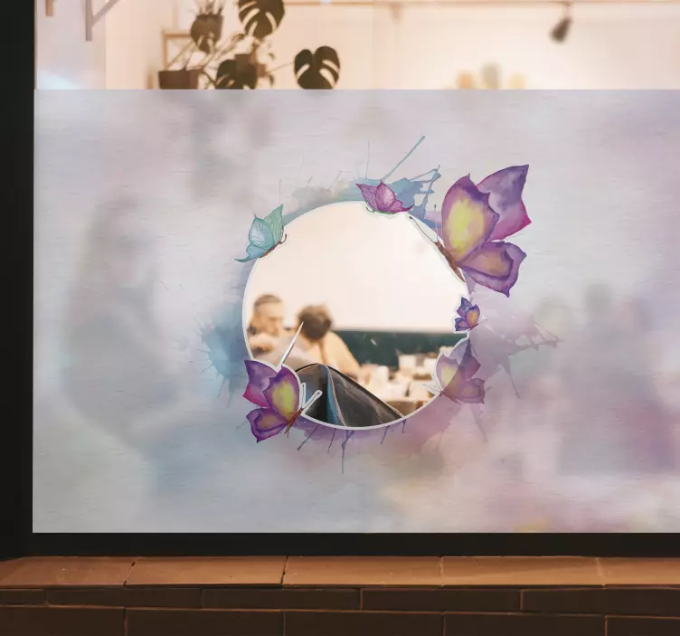 Vinilo ventana de mariposa de colores - TenVinilo