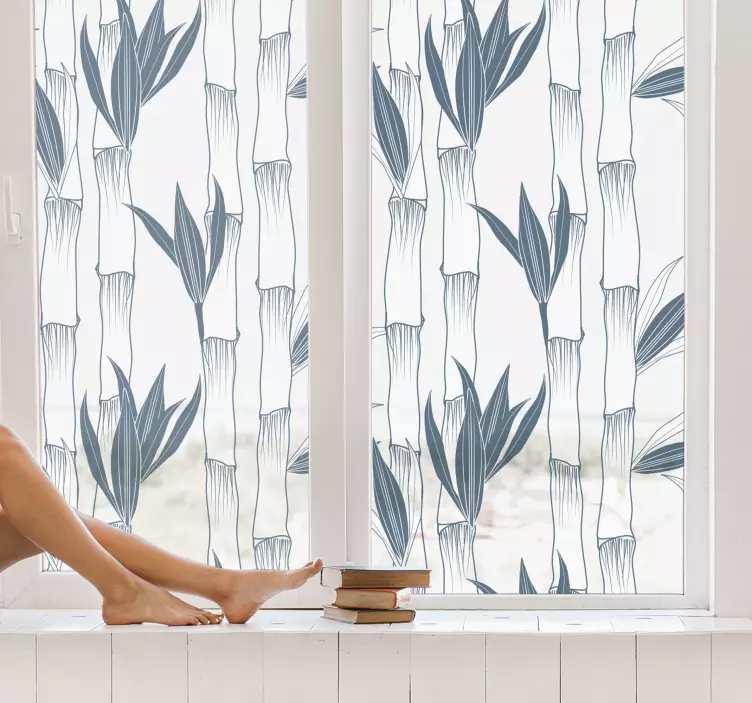 Vinilo para cristales patrón bambú azulado - TenVinilo