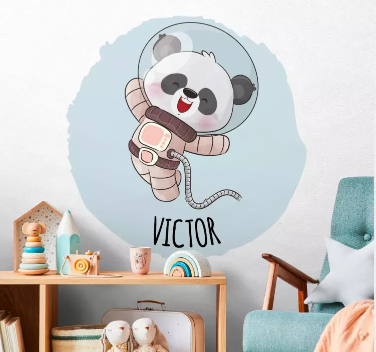 Vinilo bebé Lindo panda para niño con nombre - TenVinilo