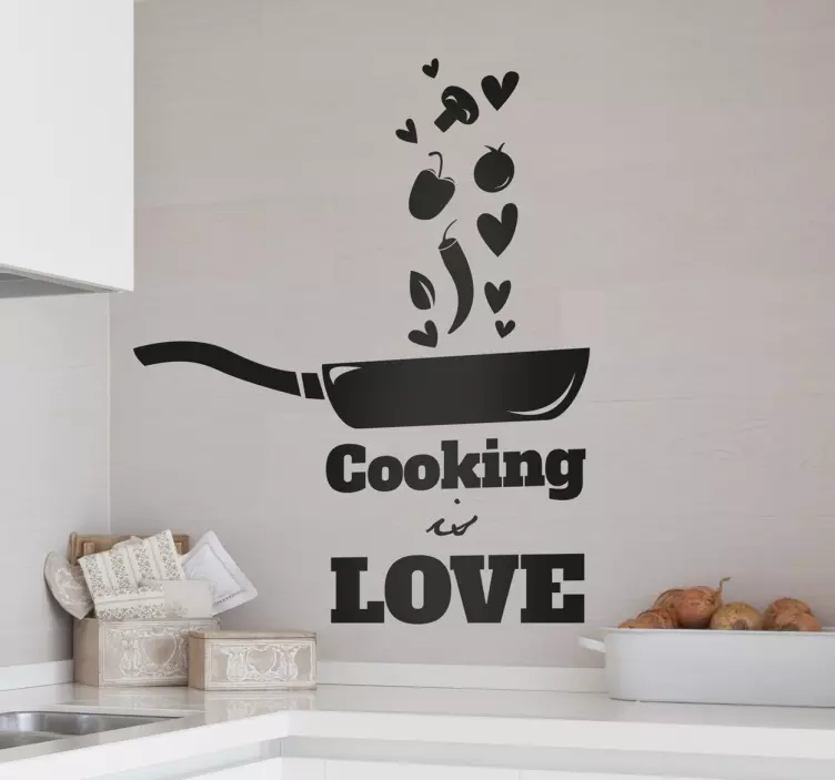 Vinilo para cocina frase cocinar es amor - TenVinilo