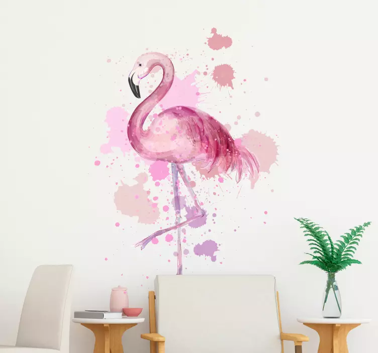 Vinilo pared Flamingo painting - TenVinilo