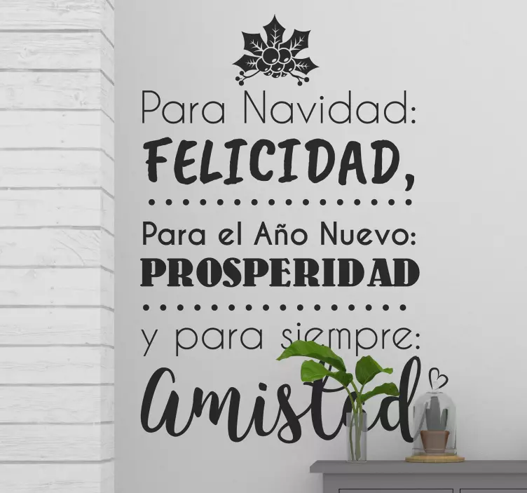 Vinilo pared frase navidad amistad - TenVinilo