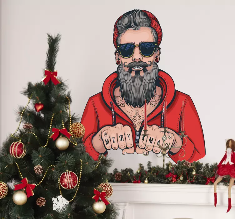Vinilo pared navidad hipster - TenVinilo