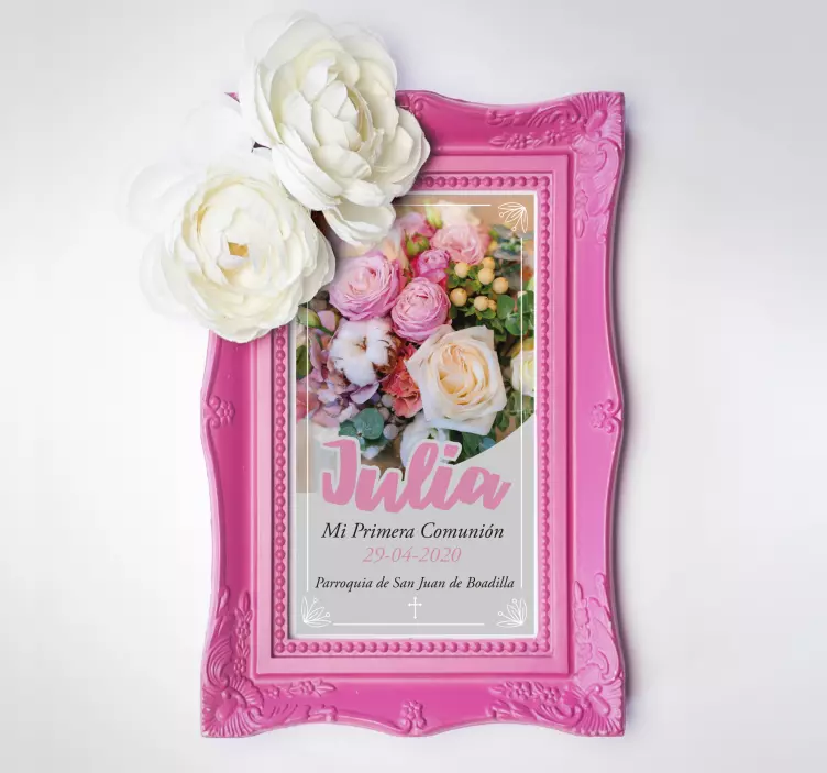 Vinilo pared recordatorio comunión con imagen - TenVinilo