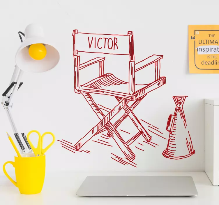 Vinilo pared Silla director con nombre - TenVinilo