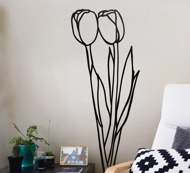 Vinilo para salón tallos florales minimalistas - TenVinilo