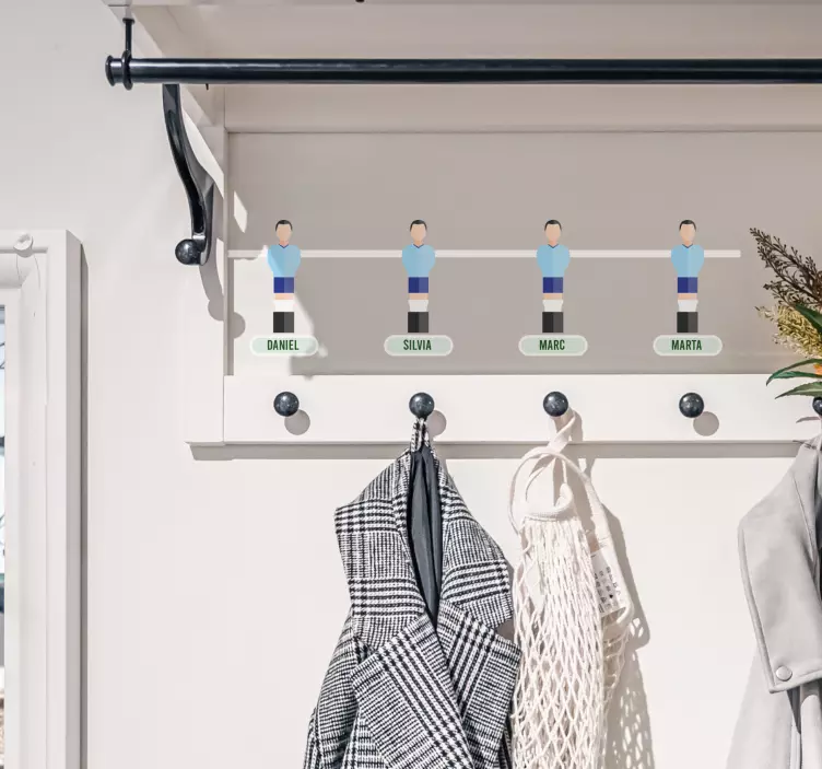 Perchero adhesivo personajes de futbolín - TenVinilo