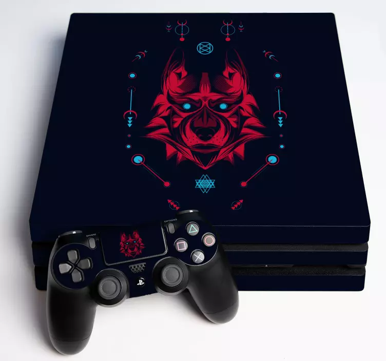 Skin PS4 estilo abstracto de lobo rojo - TenVinilo