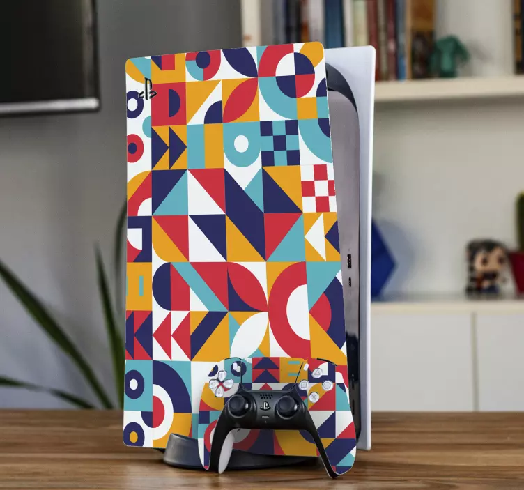 Skin PS5 Diseño colorido de formas geométricas abstractas - TenVinilo