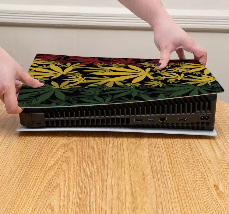 Vinilo ps5 diseño de hojas - TenVinilo