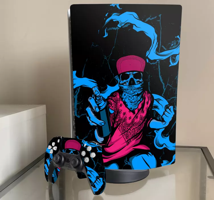 Skin PS5 graffiti calavera azul - TenVinilo