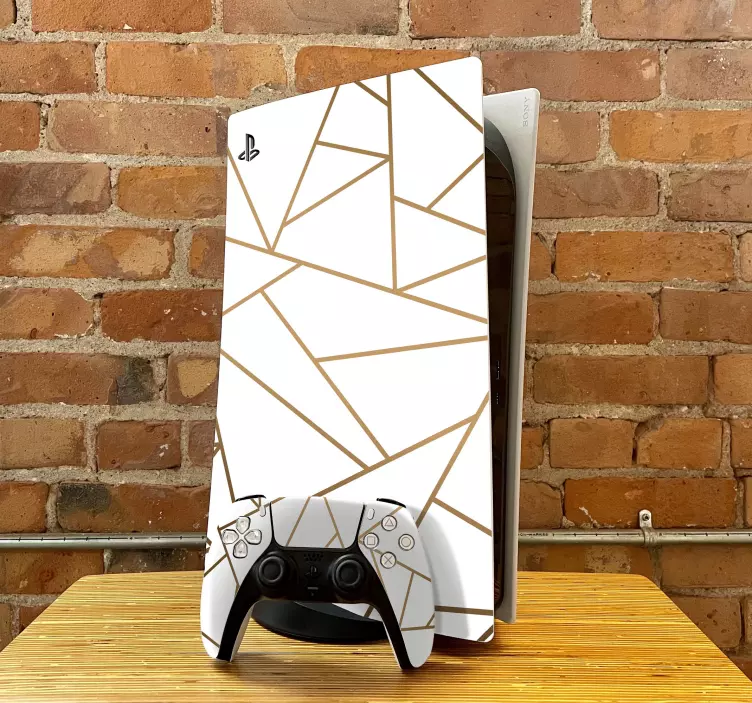 Skin PS5 Lineas doradas y blancas - TenVinilo