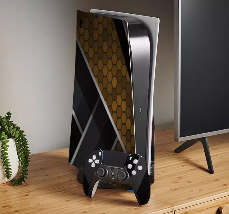 Skin PS5 Textura dorada abstracta - TenVinilo