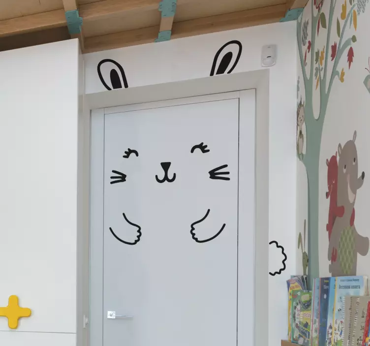 Vinilo para puerta Conejo divertido - TenVinilo