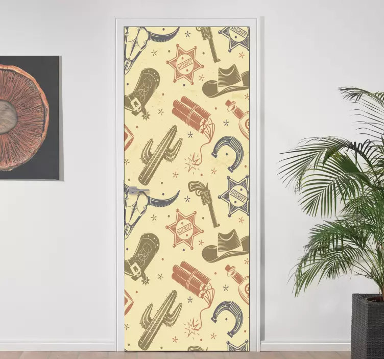 Vinilo puerta elementos de temática occidental - TenVinilo