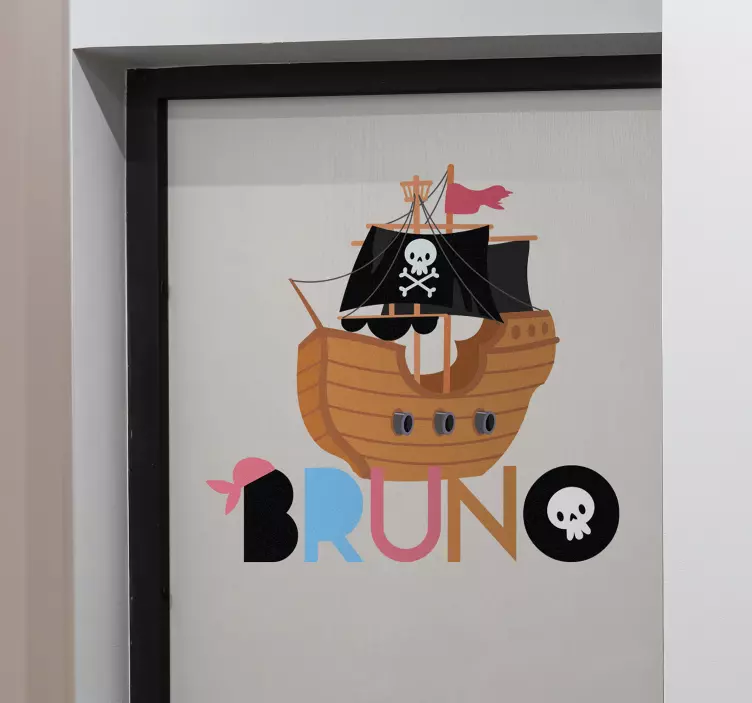 Vinilo para puerta personalizable nombre pirata - TenVinilo