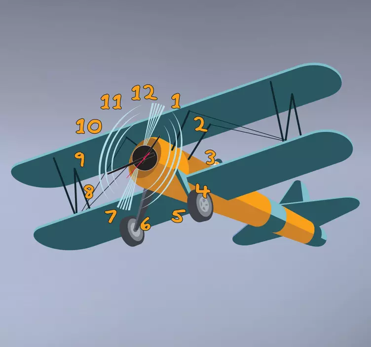 Vinilo reloj infantil avión - TenVinilo