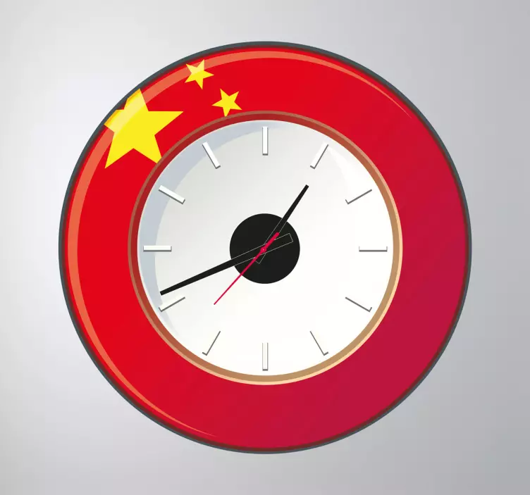 Vinilo reloj pared bandera China - TenVinilo