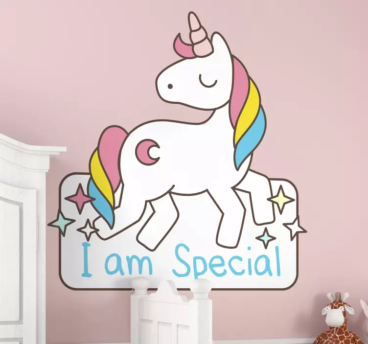 Vinilo unicornio con frase soy especial - TenVinilo