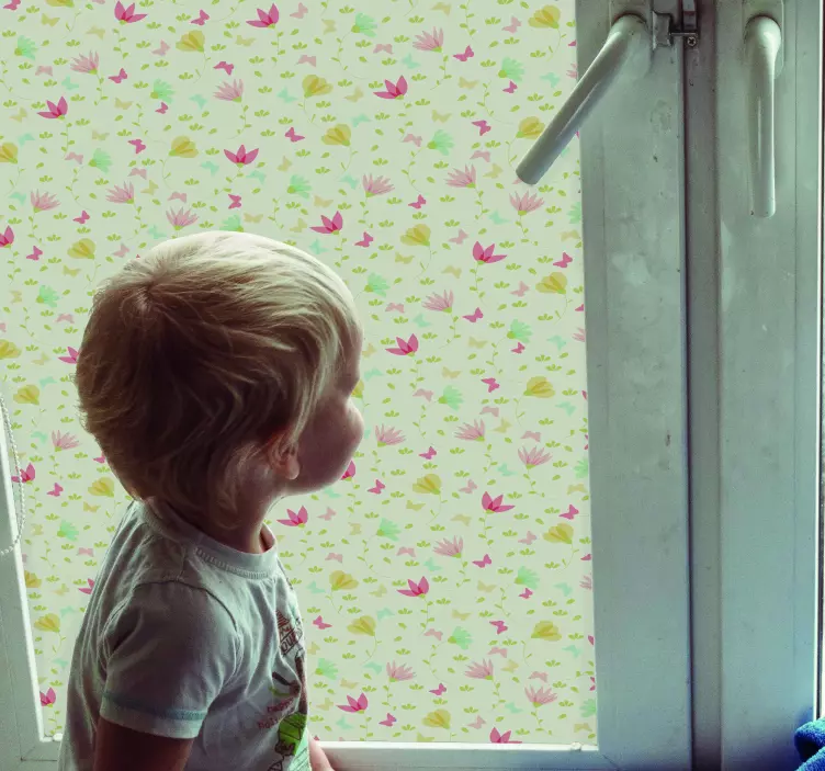 Vinilo para cristales Flores y mariposas - TenVinilo