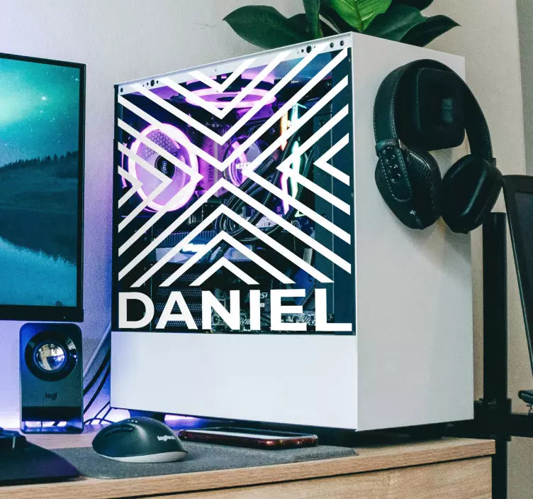 Pegatina videojuego líneas con nombre - TenVinilo