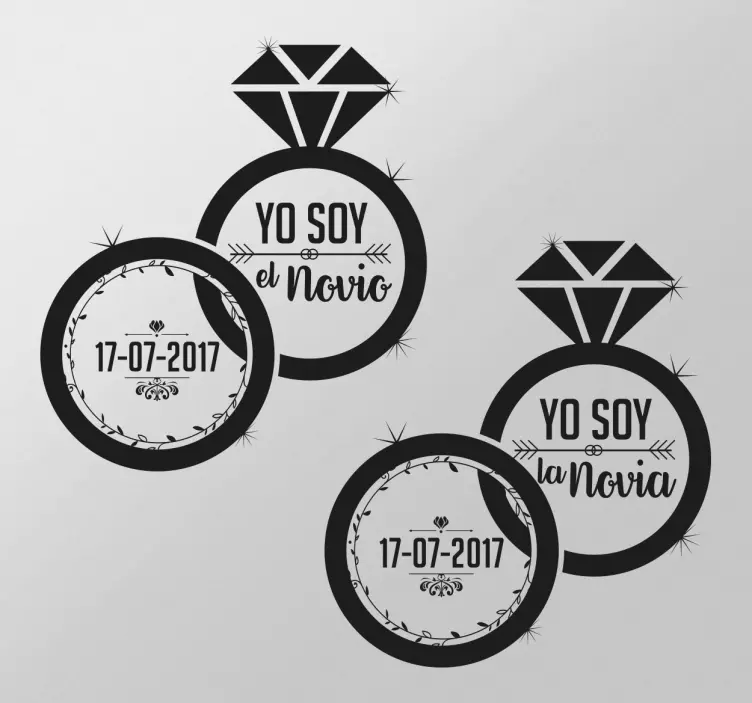 Vinilos dúo anillos novios - TenVinilo
