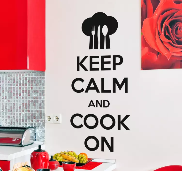 Vinilos para cocinas keep calm cook on - TenVinilo
