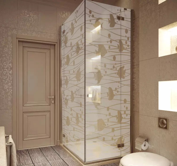 Vinilos peces burbujas mampara ducha - TenVinilo