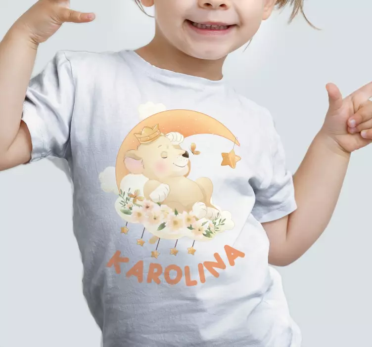 Camiseta bebé Lindos animales león con nombre - TenVinilo