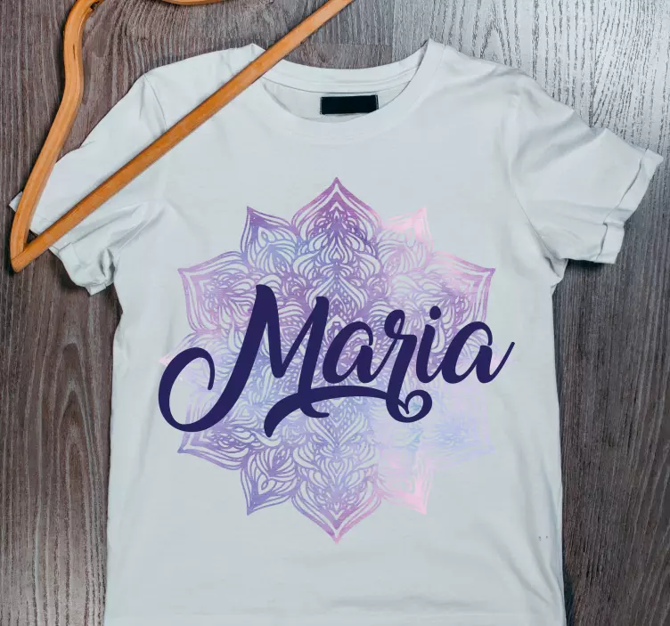 Camiseta personalizada mandala azul violeta con nombre - TenVinilo
