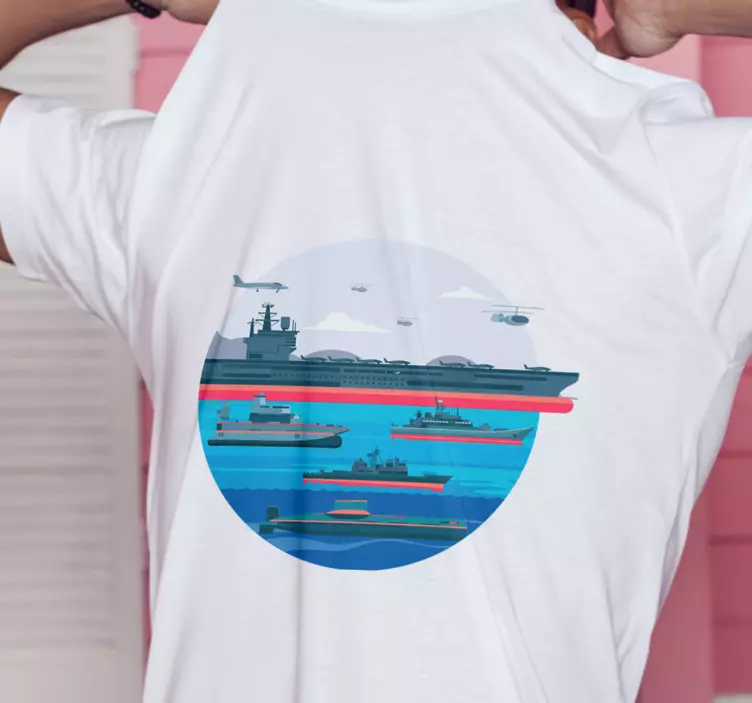 Barcos camiseta personalizada de dibujos animados azul marino - TenVinilo