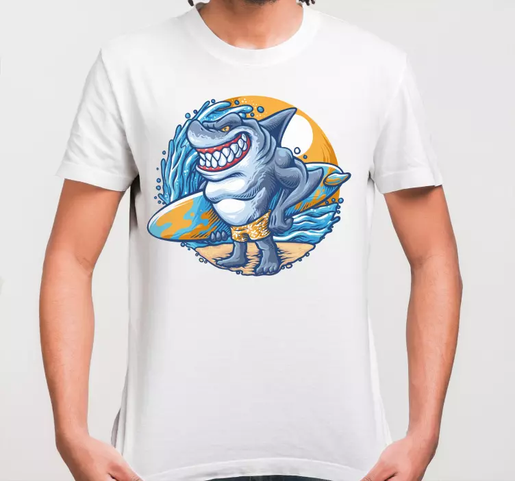 Camiseta personalizada de dibujos animados de tiburón de tabla de - TenVinilo