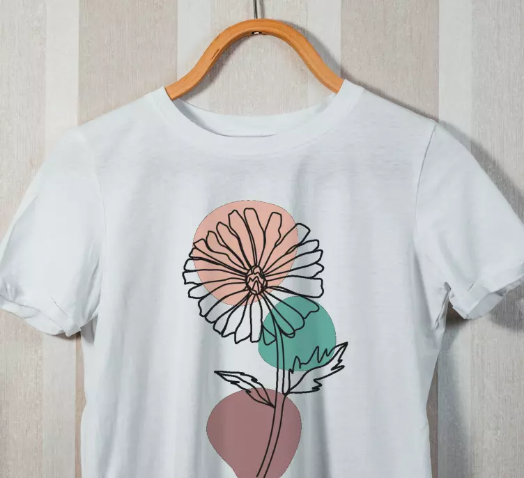 Camiseta de diseño de arte de línea de naturaleza de flor de marg - TenVinilo