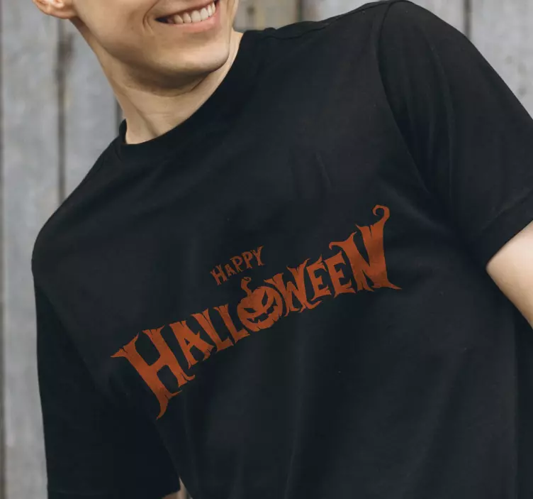 Camiseta Halloween Calabaza texto de halloween - TenVinilo
