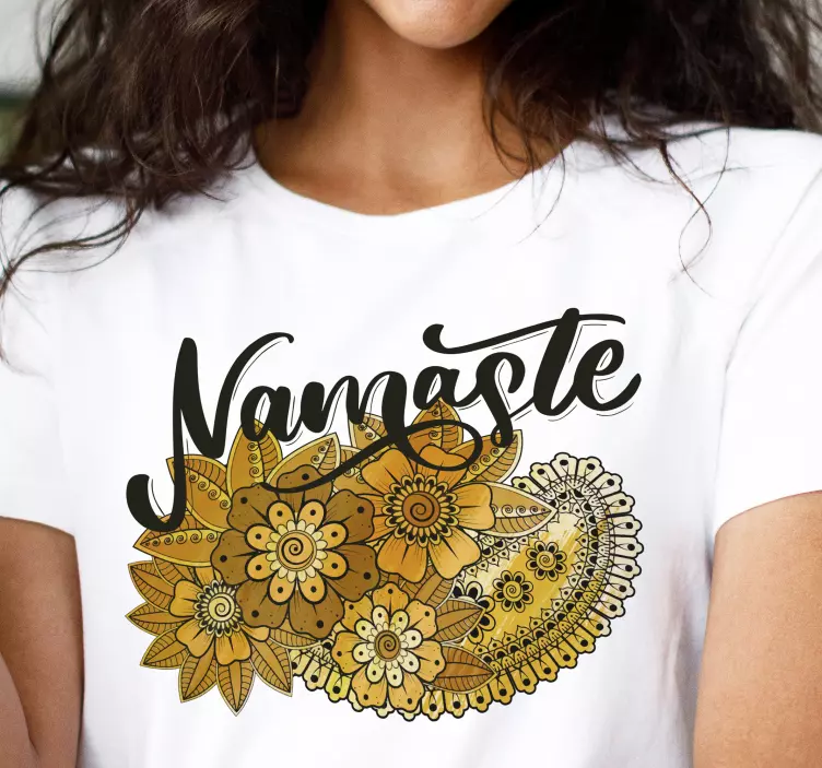 Camiseta namaste estilo indio flores paisley - TenVinilo