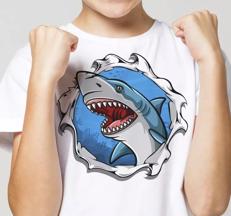 Camiseta infantil gran tiburón 3d - TenVinilo
